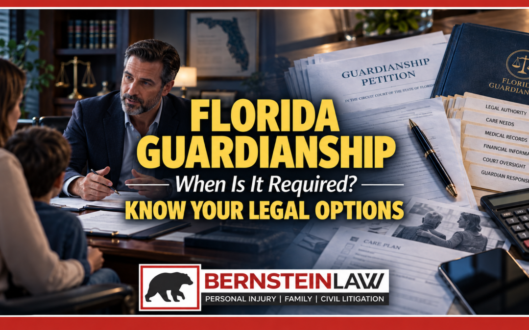 Florida guardianship attorney and family discussing legal guardianship options for a loved one.